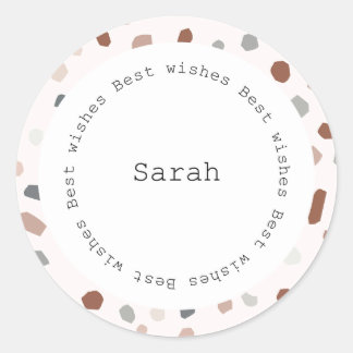 Redonda Pegatina Circular Personalizada - Terrazzo Moderno