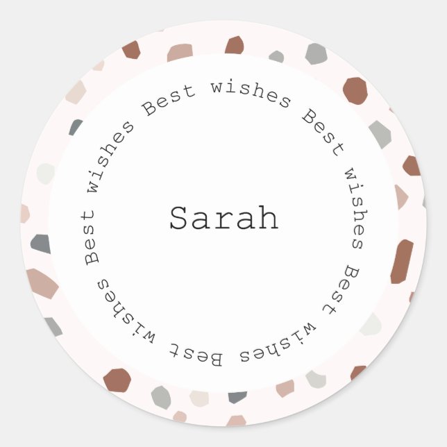 Redonda Pegatina Circular Personalizada - Terrazzo Moderno (Anverso)