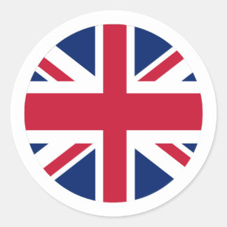 Redonda Pegatina circular Union Jack con borde blanco