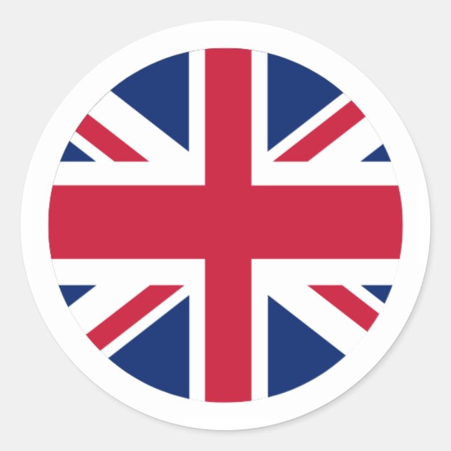 Redonda Pegatina circular Union Jack con borde blanco (Anverso)