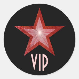 Redonda pegatina circular VIP de Estrella Roja negro