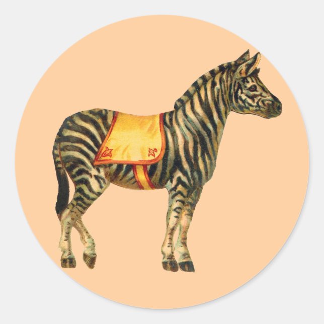 Redonda Pegatina Circus Zebra (Anverso)