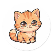 Pegatina clásica de gatito naranja atigrado bebé l