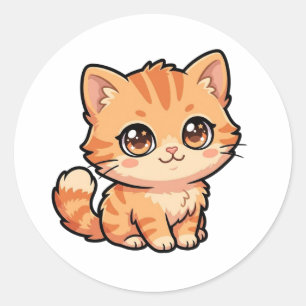 Redonda Pegatina clásica de gatito naranja atigrado bebé l