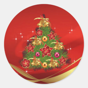 Redonda Pegatina clásica de Navidad redonda/Árbol de Navid