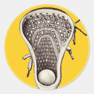 Redonda Pegatina Clásica del Equipo de Lacrosse Amarillo