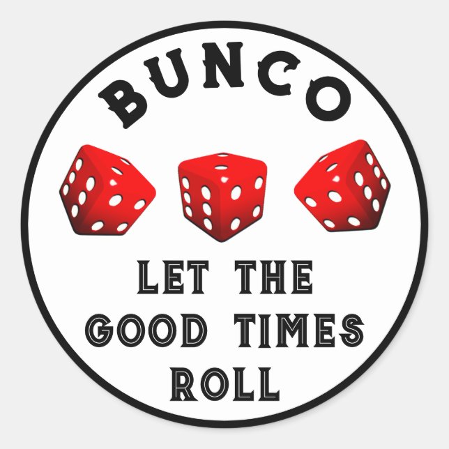 Redonda Pegatina Clásica para Noche de Juego de Bunco (Anverso)