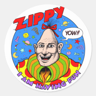 Redonda Pegatina clásico de Zippy "Yow"