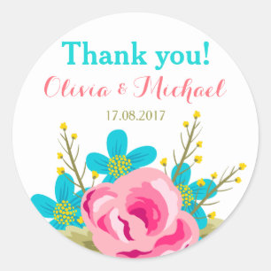 Redonda pegatina clásico personalizado con flores