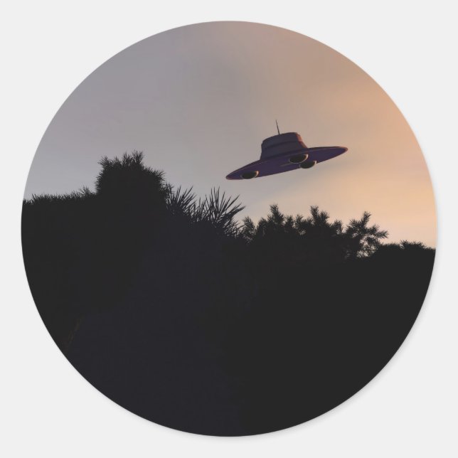 Redonda Pegatina Classic Flying Saucer 2 (Anverso)