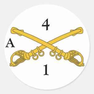 Redonda Pegatina con 4cav las insignias, 4, 1, A