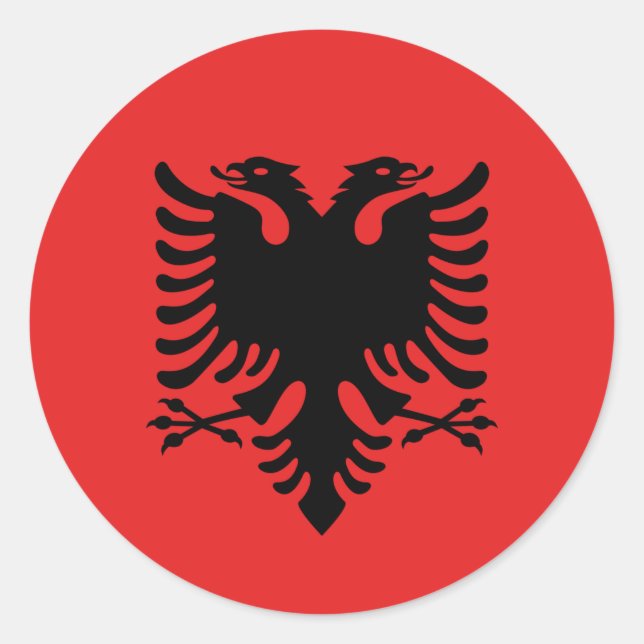 Redonda Pegatina con bandera de Albania (Anverso)