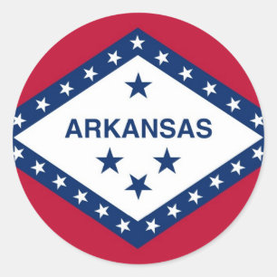 Redonda Pegatina con bandera de Arkansas