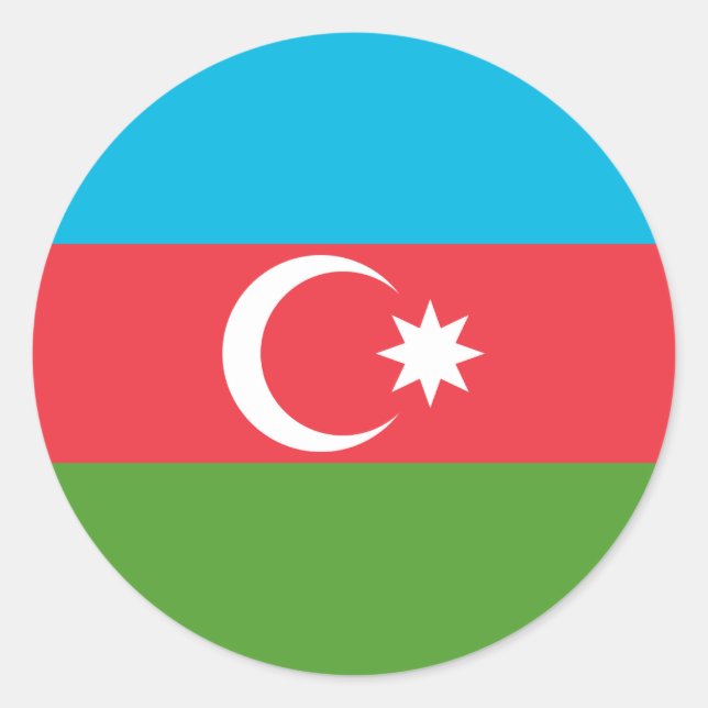 Redonda Pegatina con bandera de Azerbaiyán (Anverso)