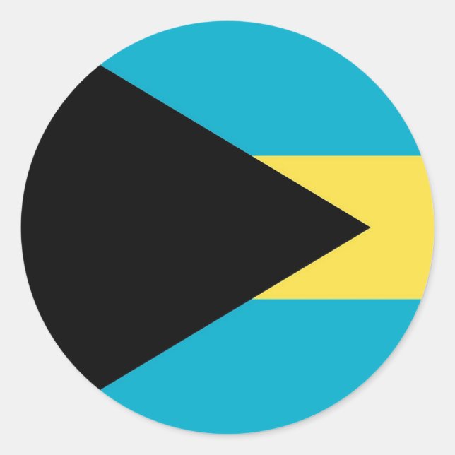 Redonda Pegatina con bandera de Bahamas (Anverso)