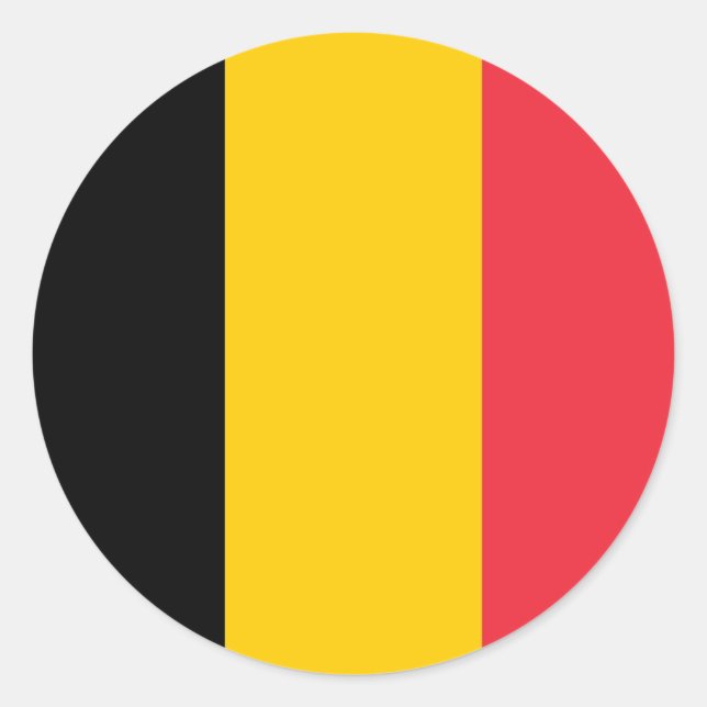 Redonda Pegatina con bandera de Bélgica (Anverso)