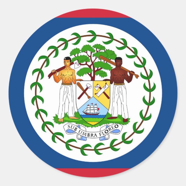 Redonda Pegatina con bandera de Belice (Anverso)