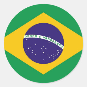 Redonda Pegatina con bandera de Brasil