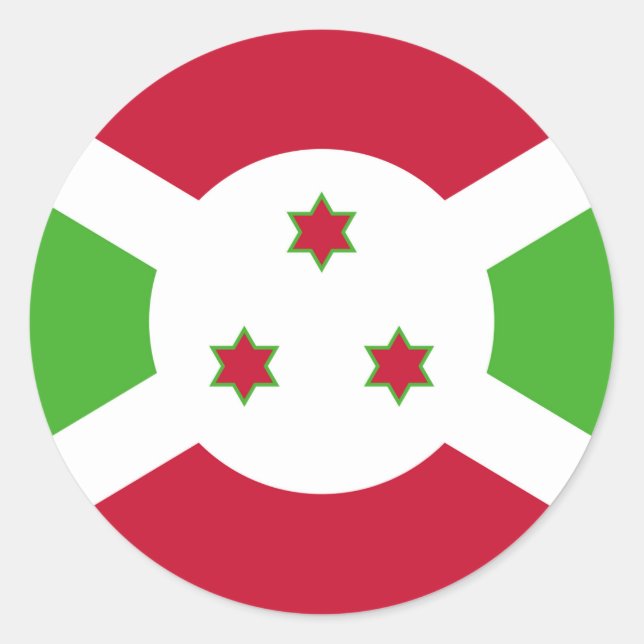 Redonda Pegatina con bandera de Burundi (Anverso)