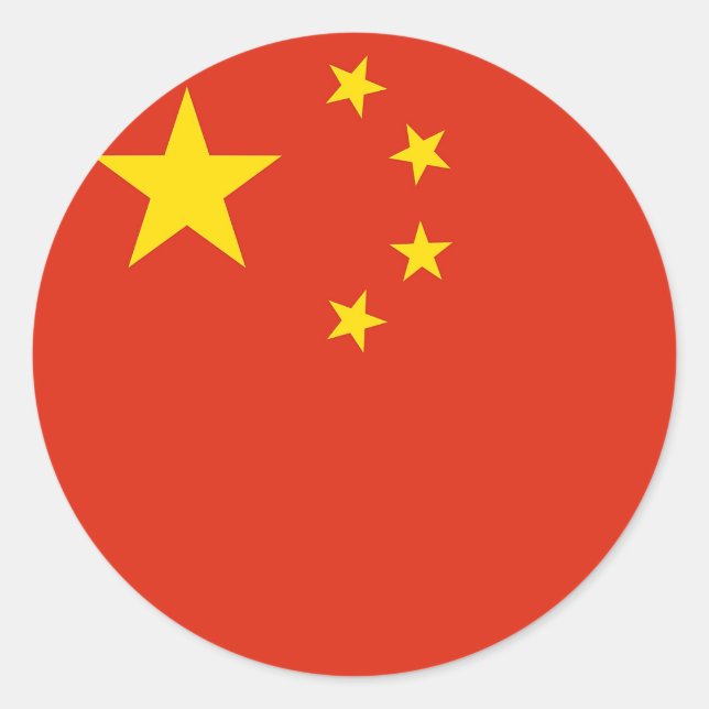 Redonda Pegatina con bandera de China (Anverso)