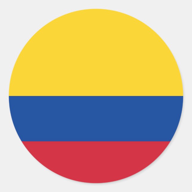 Redonda Pegatina con bandera de Colombia (Anverso)