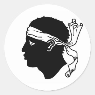 Redonda Pegatina con bandera de Córcega, Francia