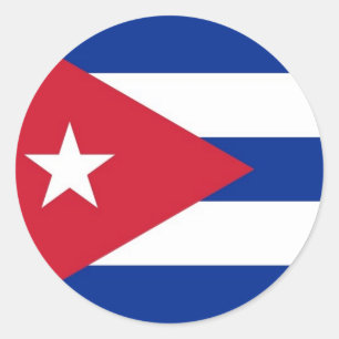 Redonda Pegatina con bandera de Cuba
