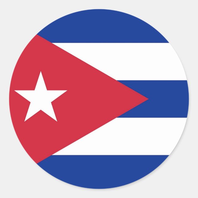 Redonda Pegatina con bandera de Cuba (Anverso)