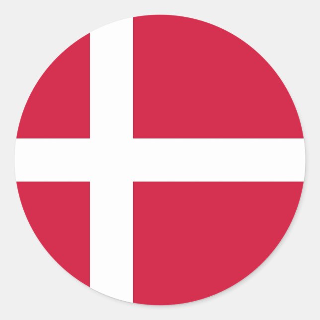 Redonda Pegatina con bandera de Dinamarca (Anverso)