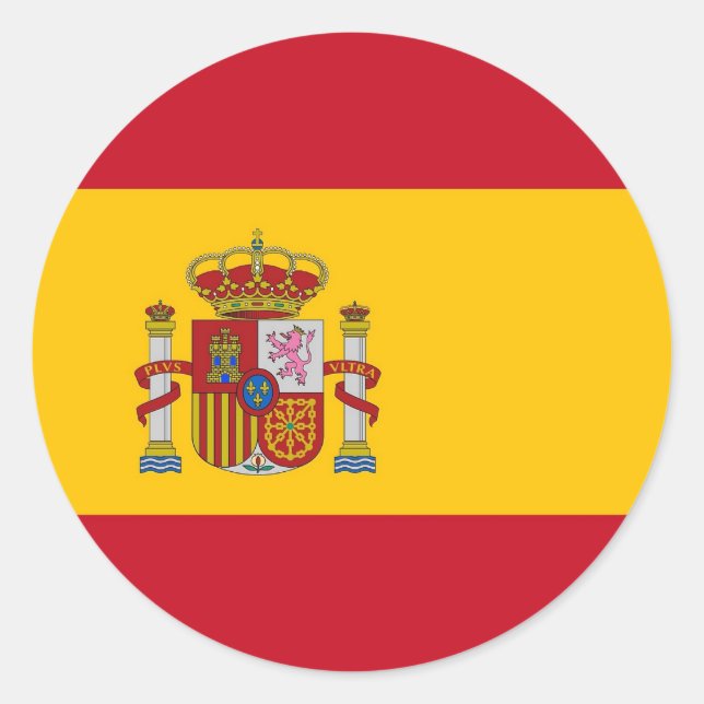 Redonda Pegatina con bandera de España (Anverso)