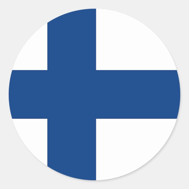 Redonda Pegatina con bandera de Finlandia (Anverso)
