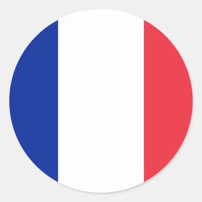 Redonda Pegatina con bandera de Francia (Anverso)