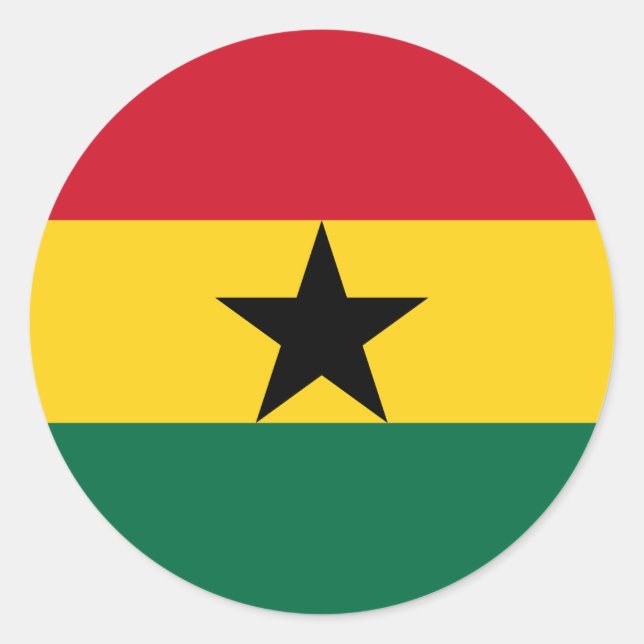 Redonda Pegatina con bandera de Ghana (Anverso)