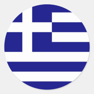 Redonda Pegatina con bandera de Grecia