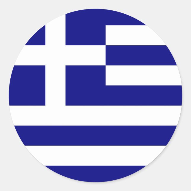 Redonda Pegatina con bandera de Grecia (Anverso)