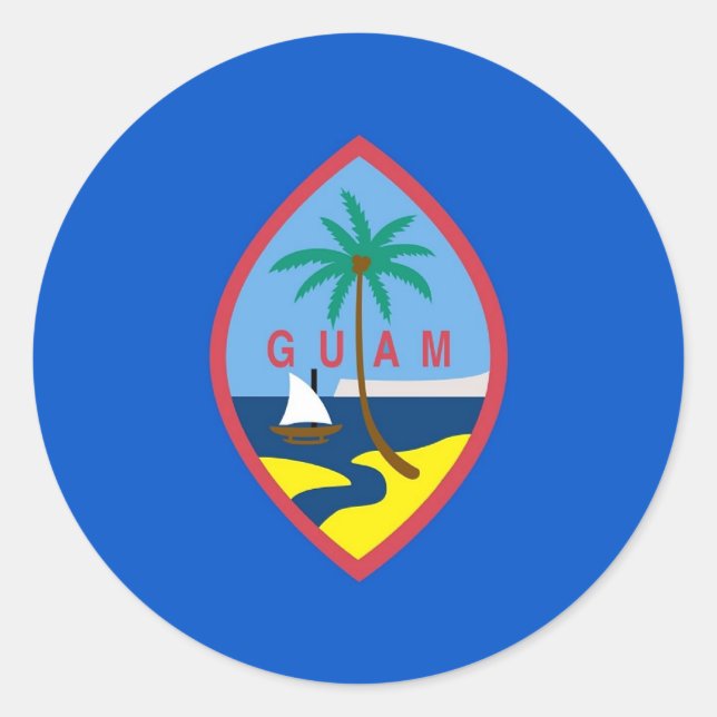 Redonda Pegatina con bandera de Guam (Anverso)