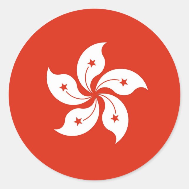 Redonda Pegatina con bandera de Hong Kong, China (Anverso)