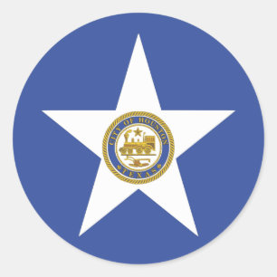 Redonda Pegatina con bandera de Houston, Estados Unidos