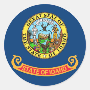 Redonda Pegatina con bandera de Idaho