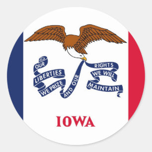 Redonda Pegatina con bandera de Iowa