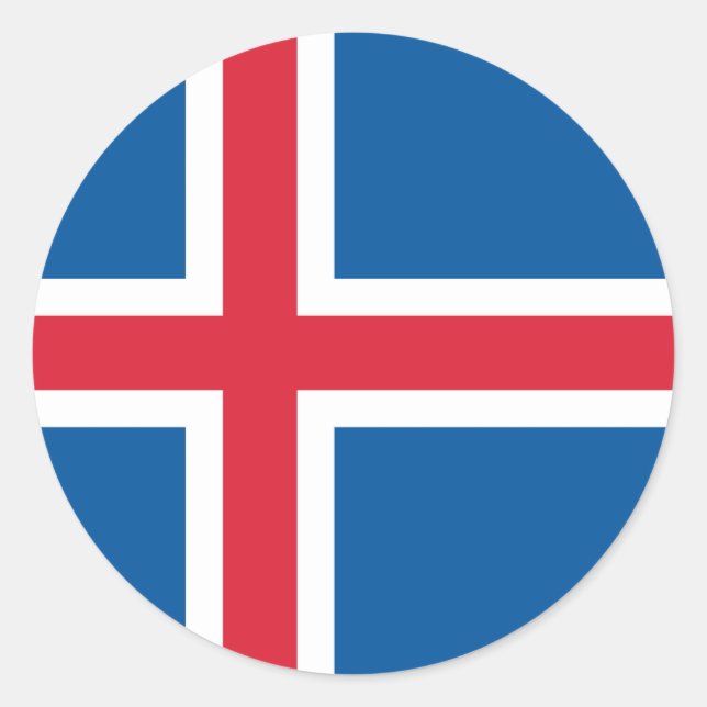 Redonda Pegatina con bandera de Islandia (Anverso)