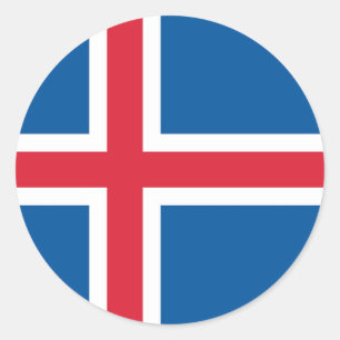 Redonda Pegatina con bandera de Islandia