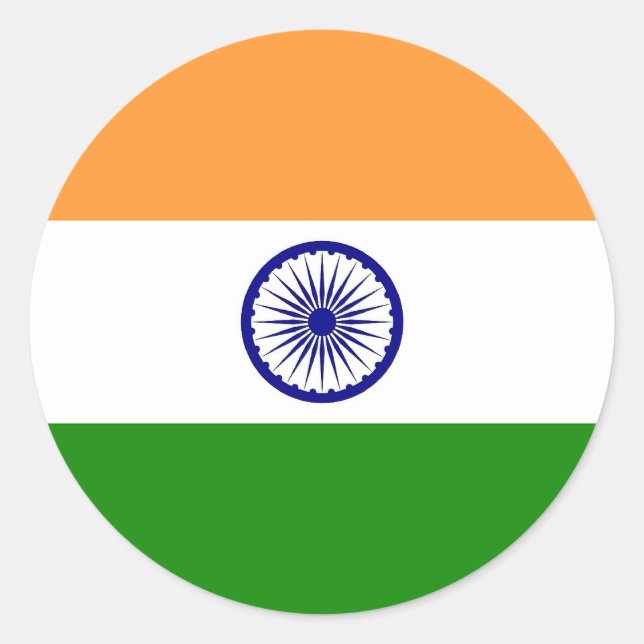 Redonda Pegatina con bandera de la India (Anverso)