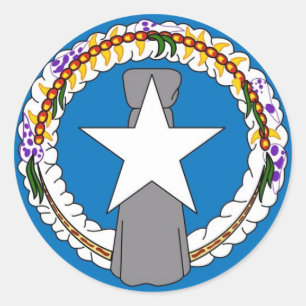 Redonda Pegatina con bandera de las Islas Marianas del Nor