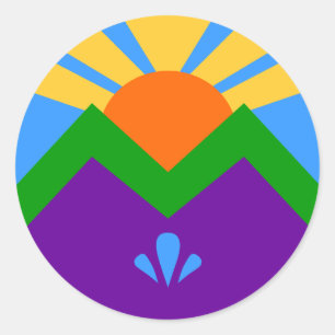 Redonda Pegatina con bandera de Manitou Springs, Colorado