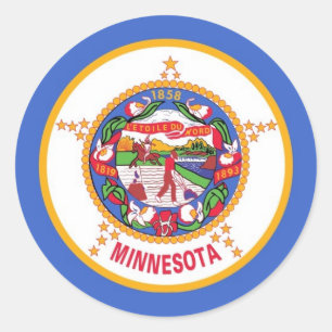 Redonda Pegatina con bandera de Minnesota