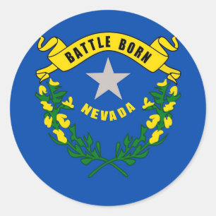 Redonda Pegatina con bandera de Nevada