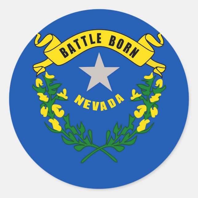 Redonda Pegatina con bandera de Nevada (Anverso)