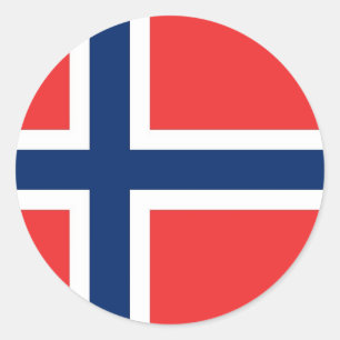 Redonda Pegatina con bandera de Noruega