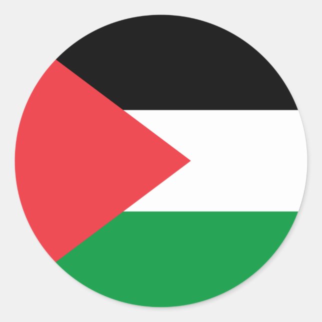 Redonda Pegatina con bandera de Palestina (Anverso)